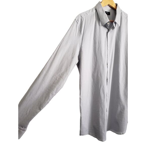 Theory Men's Cedrick Zino Graph-Check Dress Shirt Size 17L Blue - Picture 3 of 7